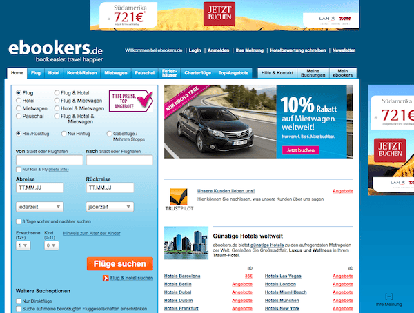 eBookers - Flüge und Reisen Online buchen