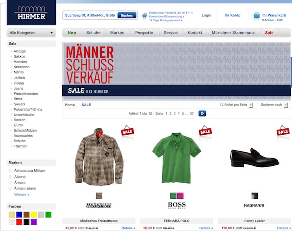 Herrenmode günstiger bei Hirmer.de bestellen