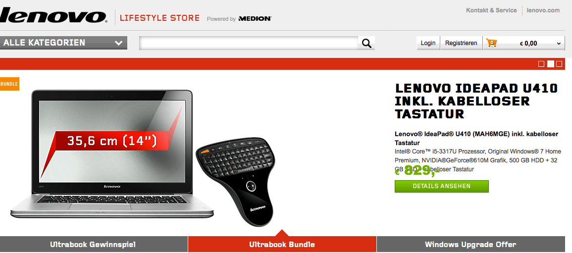 Notebook onlineshop