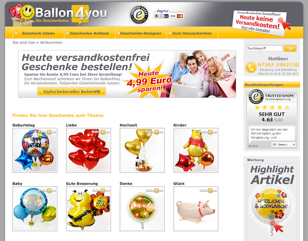 Ballon4you - Geschenke Online Shop