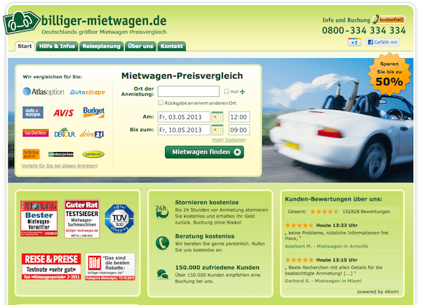 Der einfache Mietwagen Preisvergleich im Internet