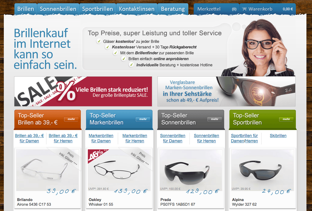 günstige Designer Sonnebrillen sowie Brillen online kaufen