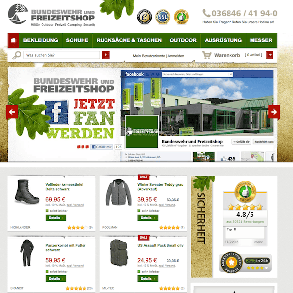 Bundeswehr und Freizeitshop - Militär, Freizeit, und Camping Online Shop
