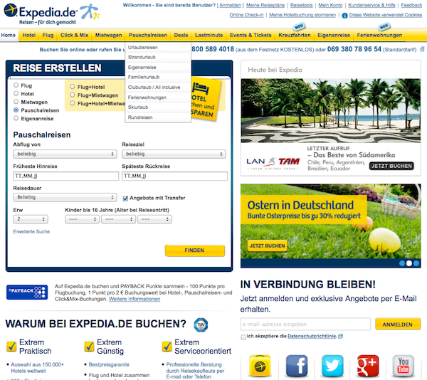 Expedia - Urlaub und Flüge Online buchen