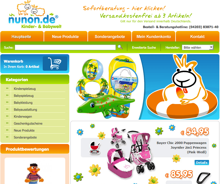 günstige Kinderausstattung und Babyausstattung bei Nunon.de